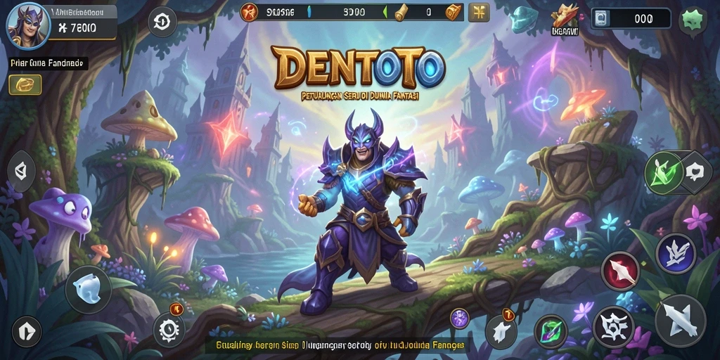 Screenshot gameplay DENTOTO menampilkan petualangan mengasyikkan di dunia yang penuh warna.