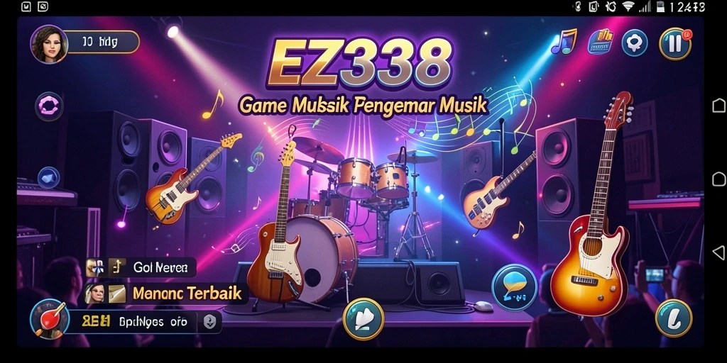 Screenshot gameplay EZ338 menampilkan interaksi musik yang seru.