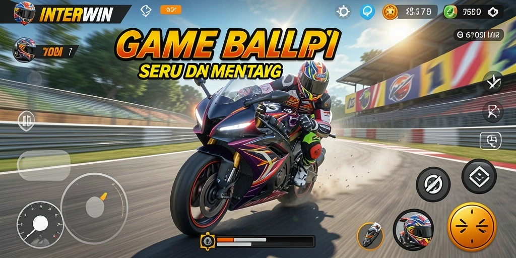 Tampilan gameplay seru dalam balap motor INTERWIN.