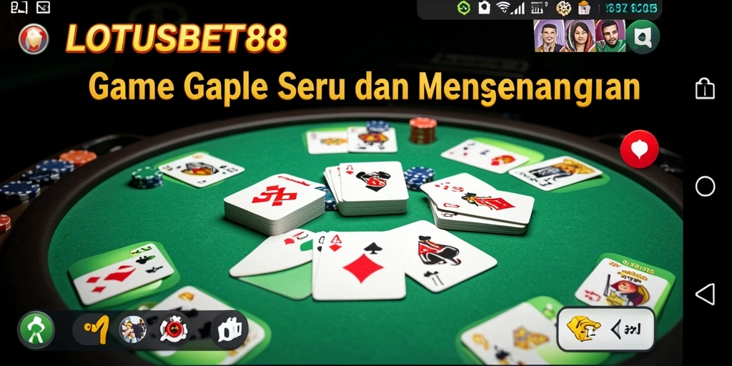 Screenshot gameplay LOTUSBET88 menampilkan suasana seru permainan Gaple.