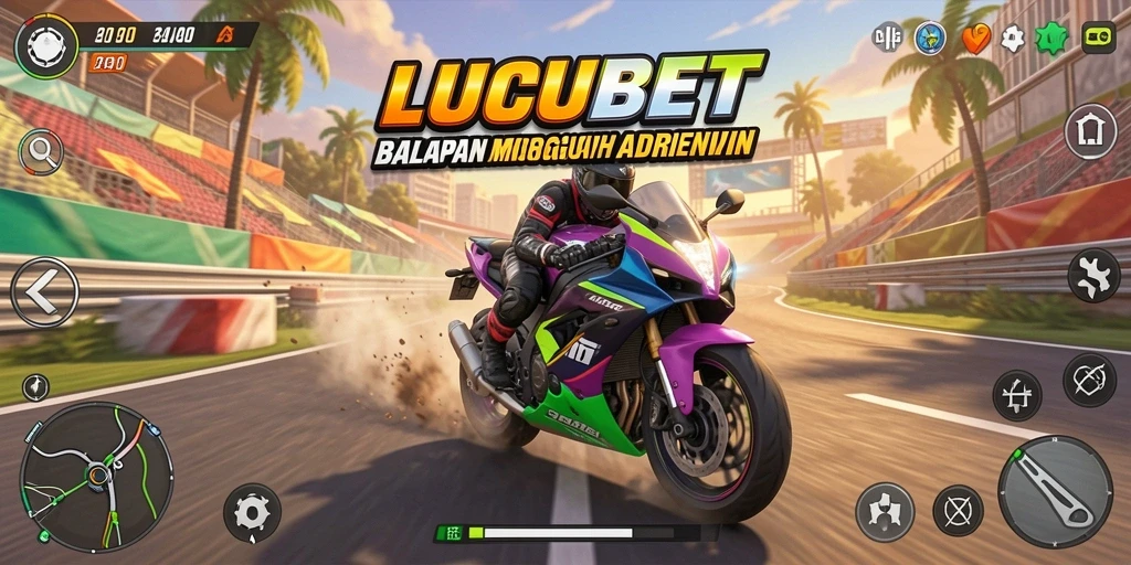 Gameplay mendebarkan LUCUBET yang menampilkan balapan motor spektakuler.