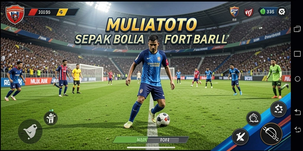 Tampilan gameplay menarik di MULIATOTO dengan aksi sepak bola seru.