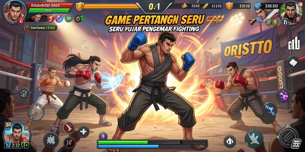 Tangkapan layar gameplay ORISTOTO menunjukkan pertarungan yang mendebarkan dan intens.