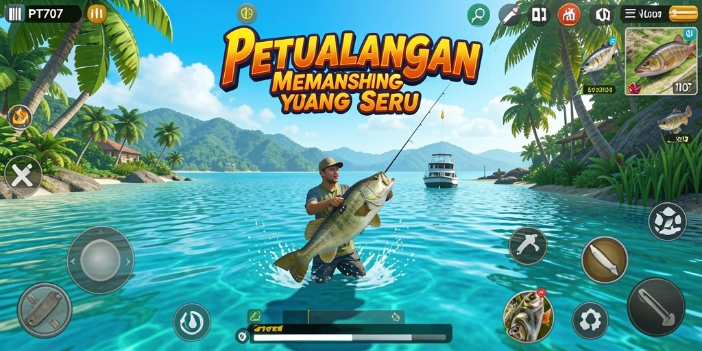 Gameplay PT707 yang menarik dalam suasana memancing.