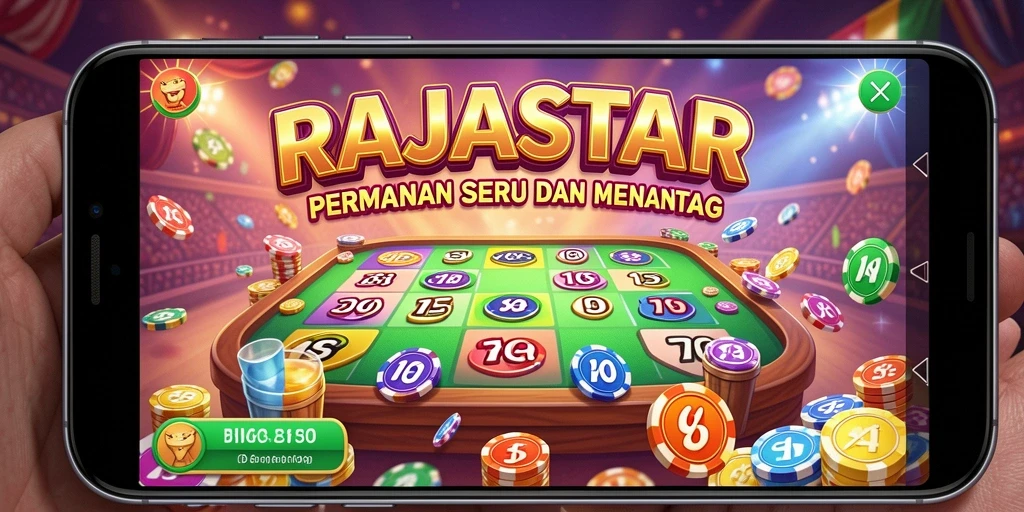 Tampilan gameplay menarik dari RAJASTAR yang penuh warna.