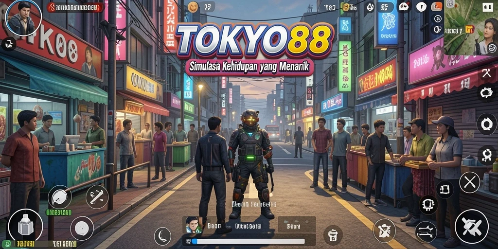 Tampilan gameplay TOKYO88 yang menarik dengan elemen simulasi kehidupan.