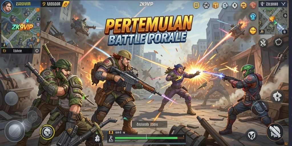 Tampilan gameplay ZK9VIP yang mendebarkan saat bertempur di arena.